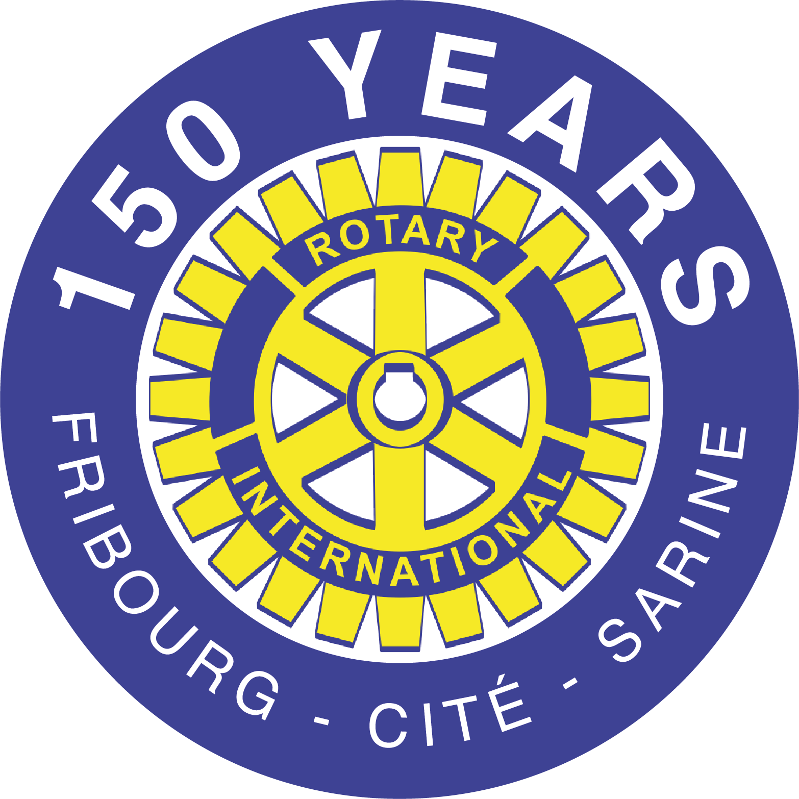 Logo 150 ans · 3 Clubs Rotary Fribourg